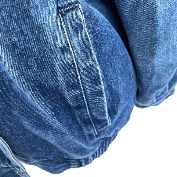 Vintage Bramble Lane Denim bomber jacket size medium plaid lining cotton - Picture 8 of 11